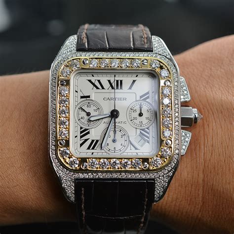 cartier santos 100 xl diamond replica|santos 100 cartier price.